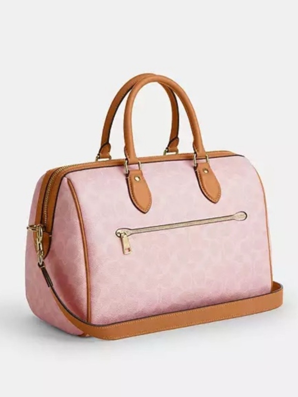 New Coach Rowan Large Satchel Bag in Signature Canvas with charms powder pink - Picture 9 of 10